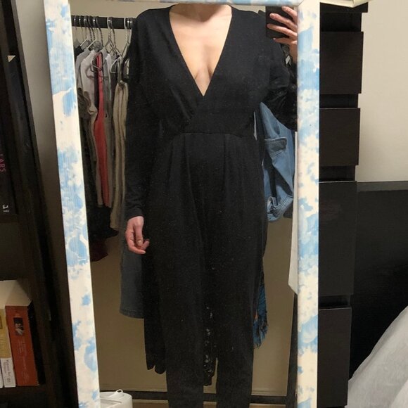 American Apparel Black Jumpsuit Plunging V-Neck Small - Picture 4 of 12